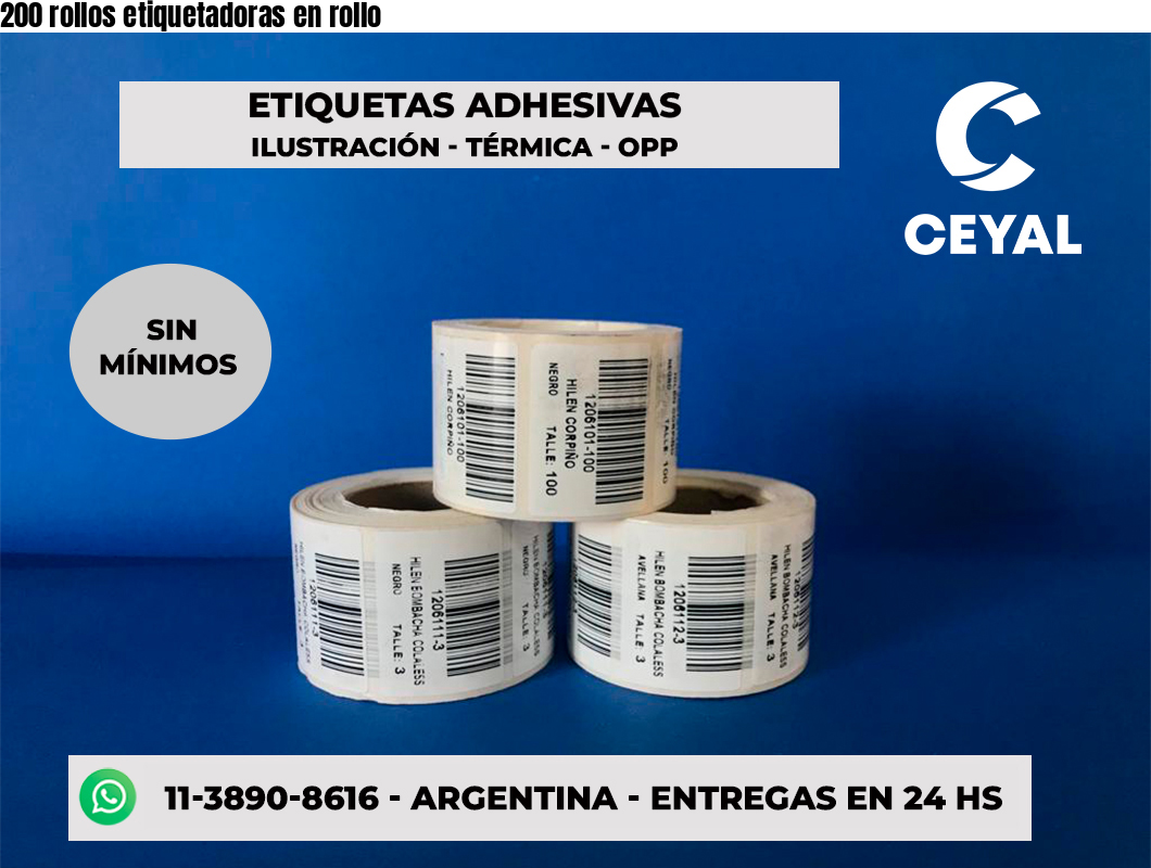 200 rollos etiquetadoras en rollo