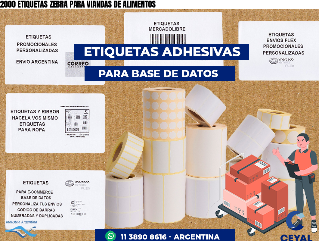 2000 ETIQUETAS ZEBRA PARA VIANDAS DE ALIMENTOS