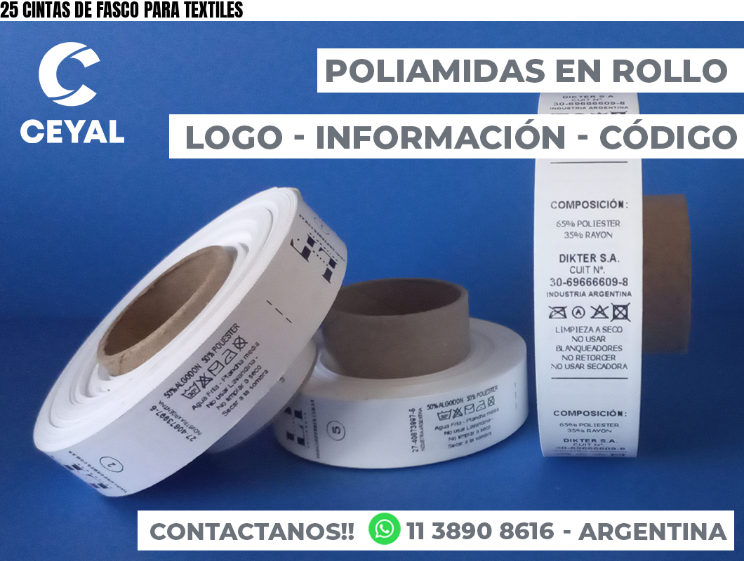 25 CINTAS DE FASCO PARA TEXTILES