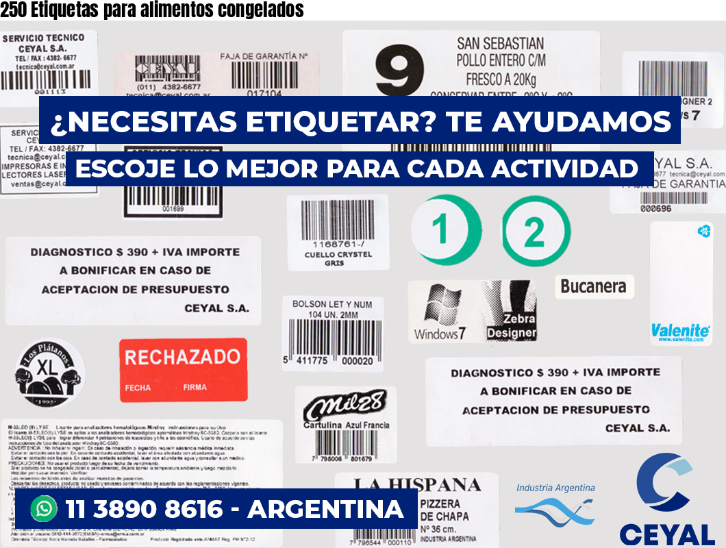 250 Etiquetas para alimentos congelados