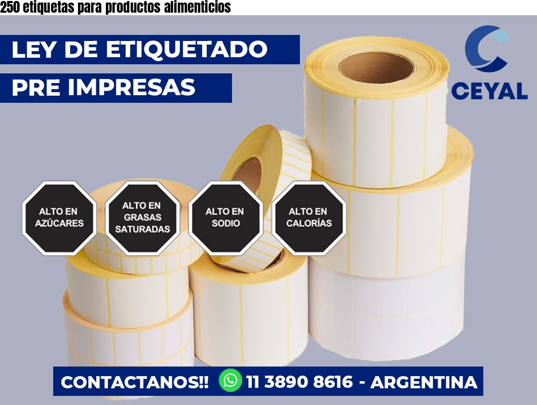 250 etiquetas para productos alimenticios