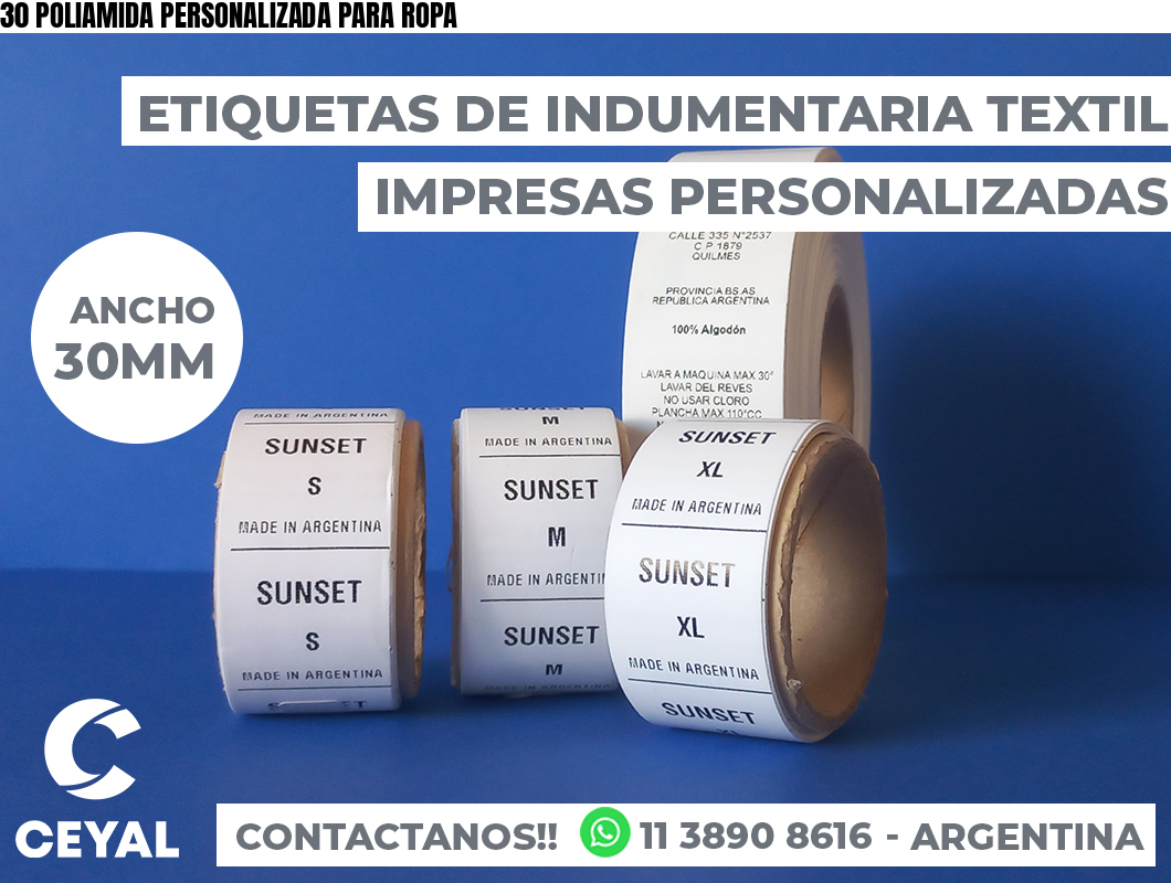 30 POLIAMIDA PERSONALIZADA PARA ROPA