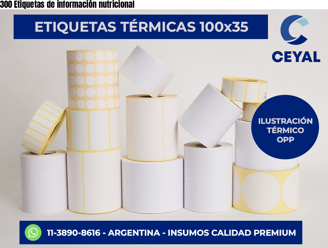 300 Etiquetas de información nutricional