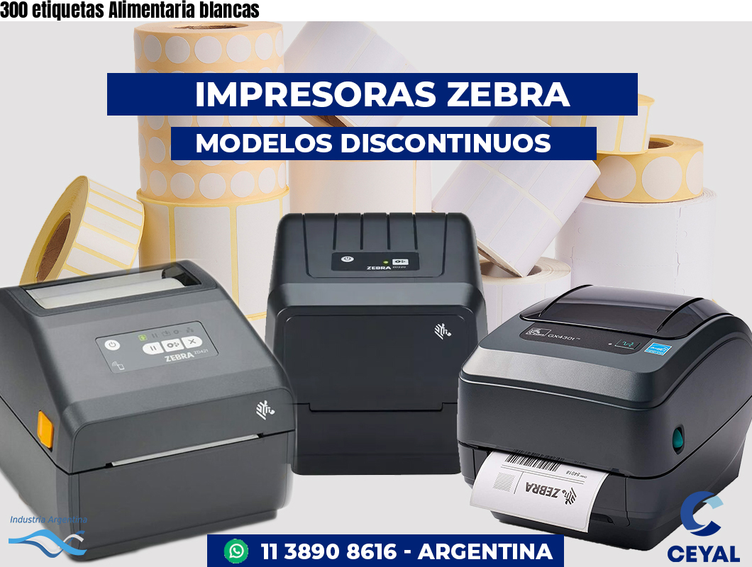 300 etiquetas Alimentaria blancas