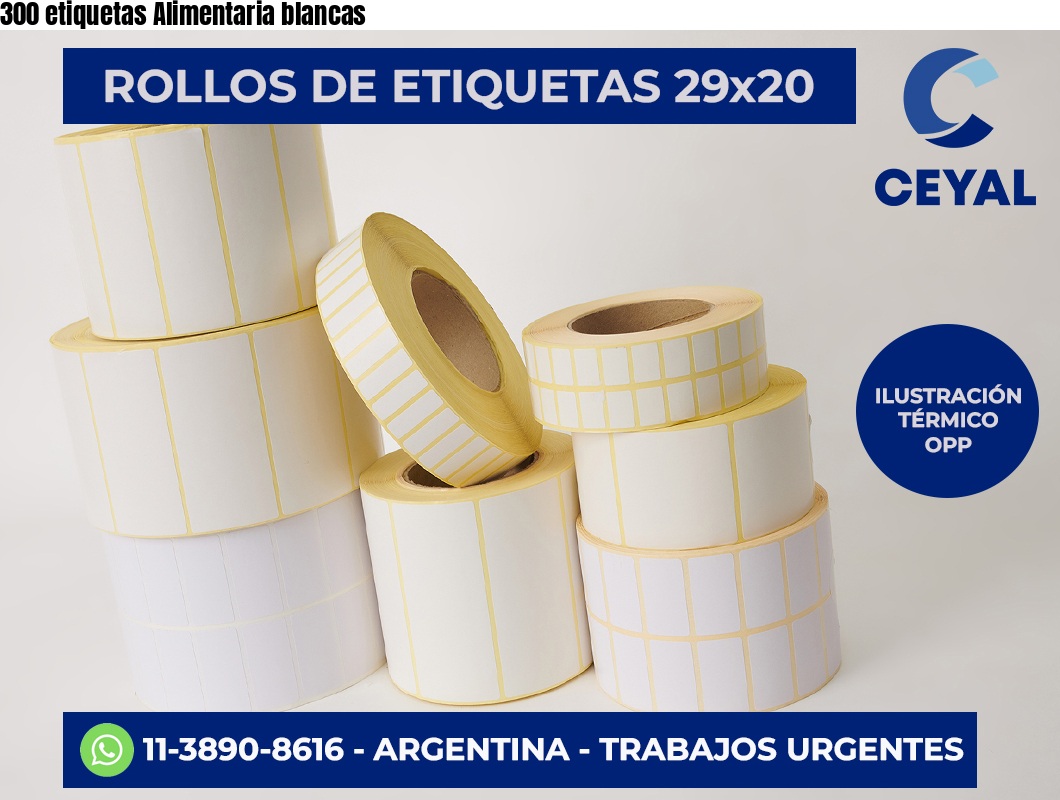 300 etiquetas Alimentaria blancas