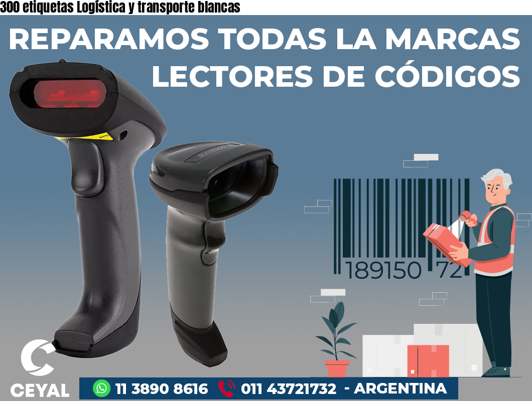 300 etiquetas Logística y transporte blancas