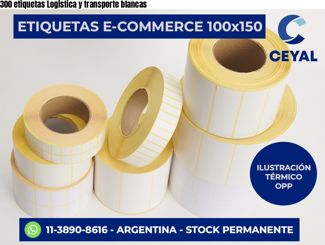 300 etiquetas Logística y transporte blancas