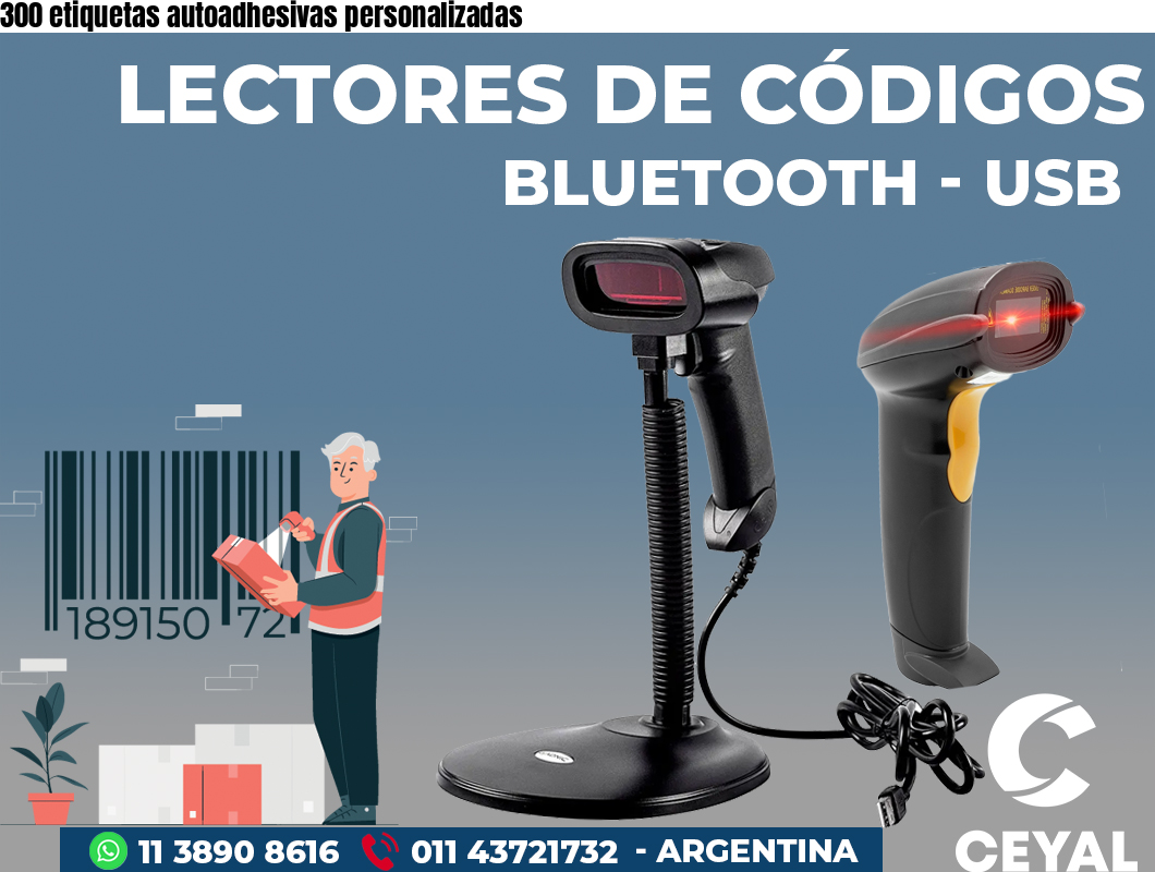 300 etiquetas autoadhesivas personalizadas