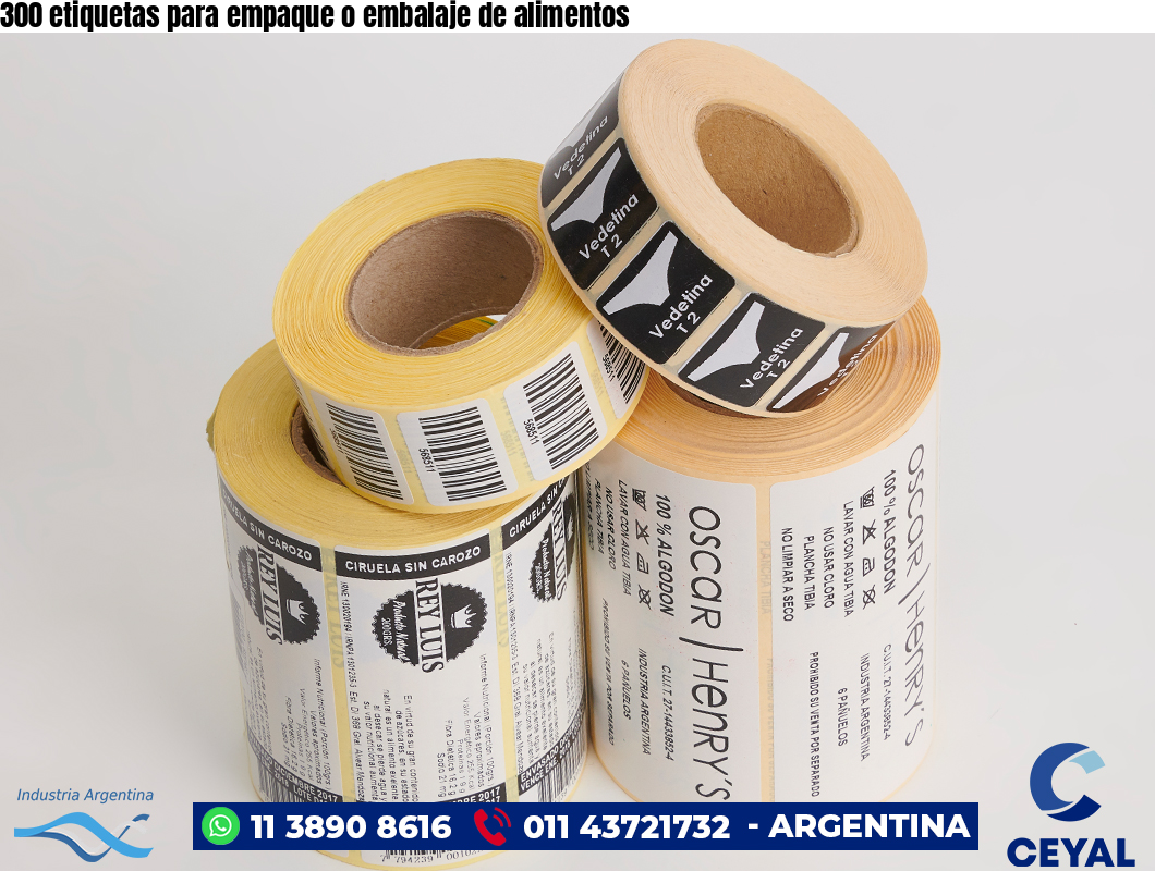 300 etiquetas para empaque o embalaje de alimentos