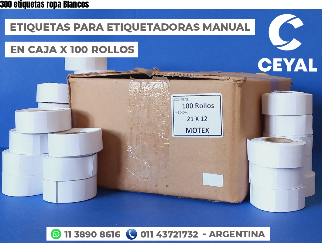 300 etiquetas ropa Blancos