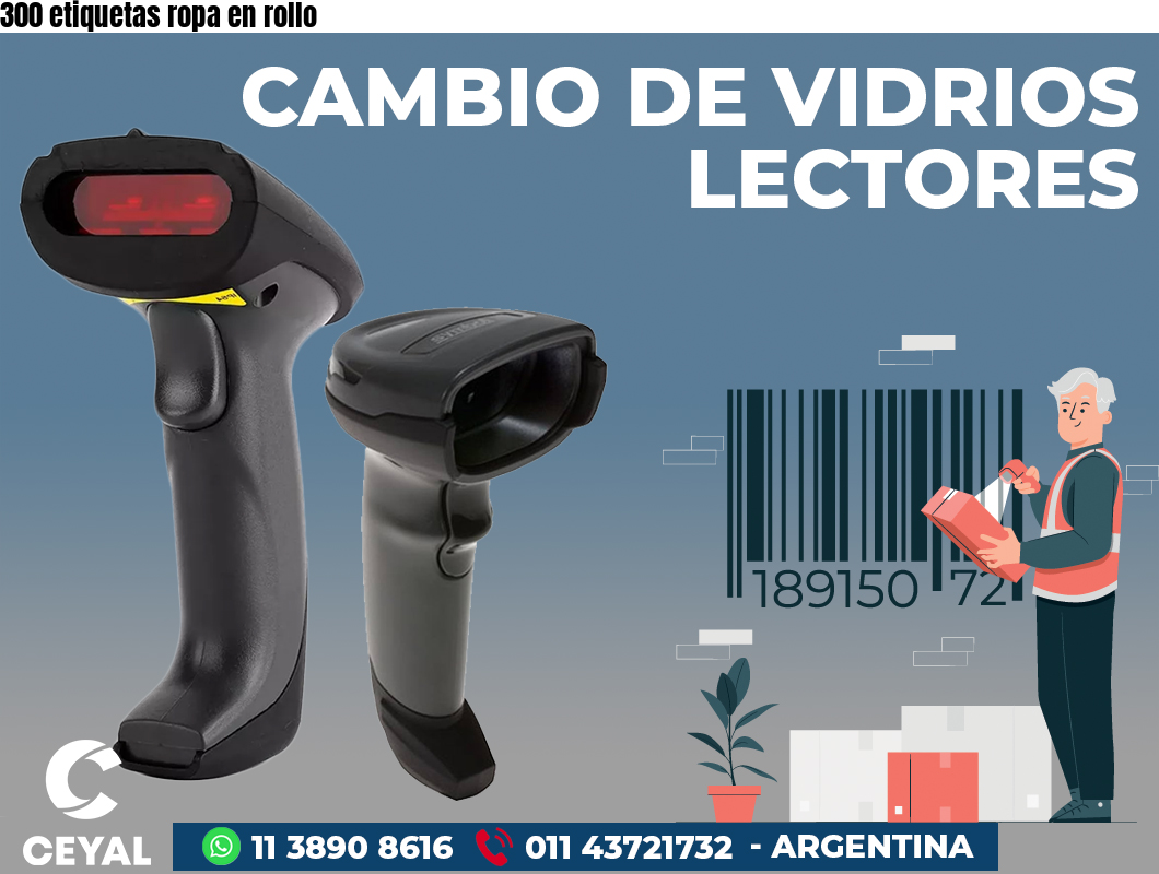 300 etiquetas ropa en rollo