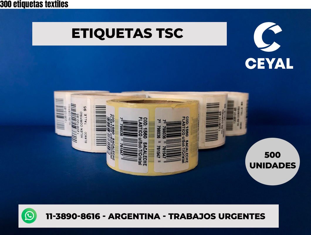 300 etiquetas textiles