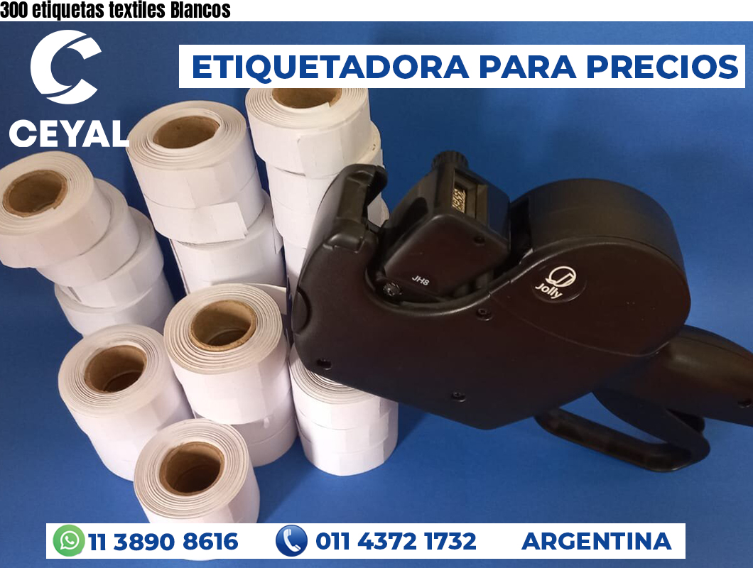 300 etiquetas textiles Blancos