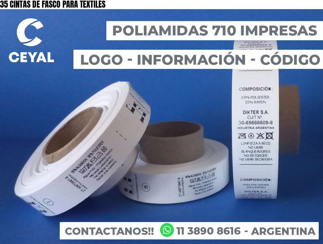 35 CINTAS DE FASCO PARA TEXTILES