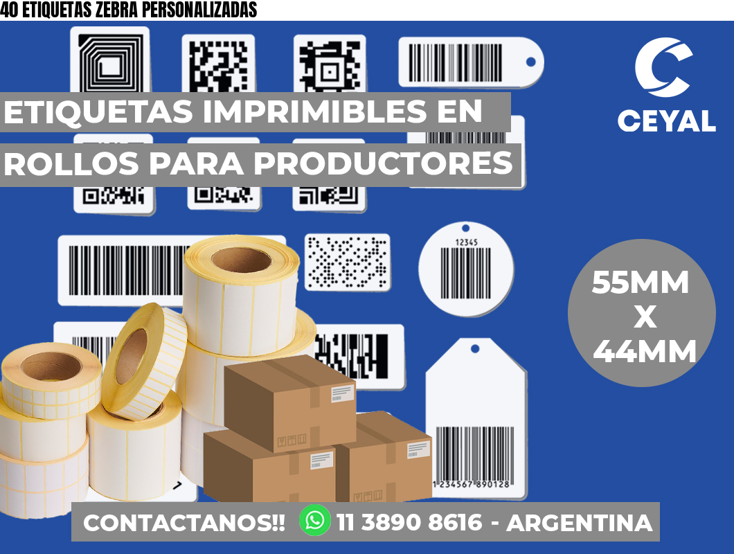 40 ETIQUETAS ZEBRA PERSONALIZADAS