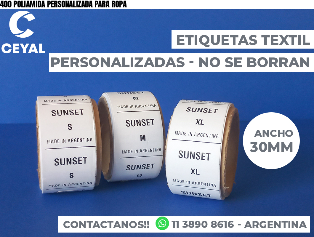 400 POLIAMIDA PERSONALIZADA PARA ROPA