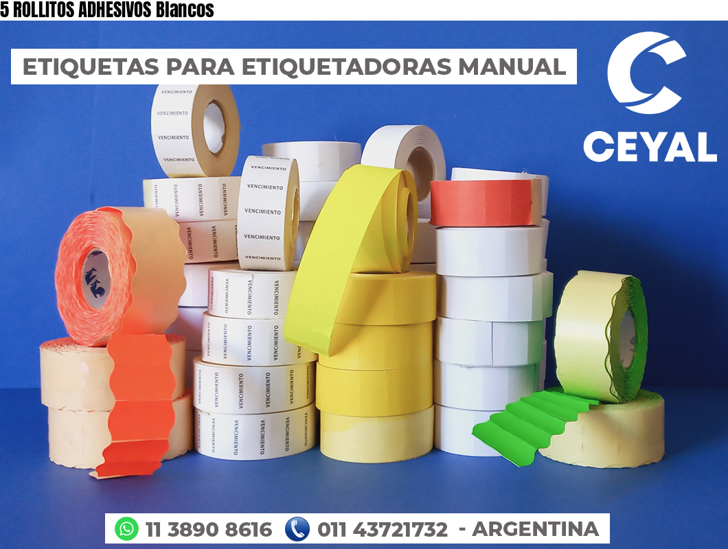 5 ROLLITOS ADHESIVOS Blancos