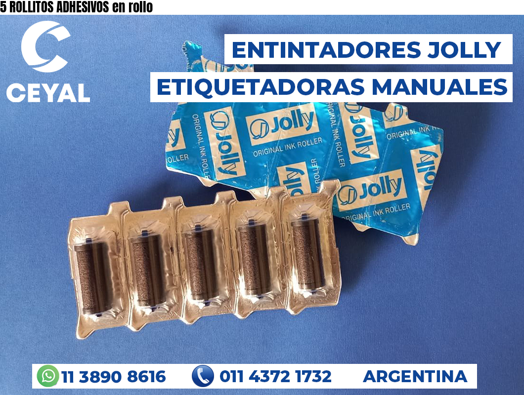 5 ROLLITOS ADHESIVOS en rollo