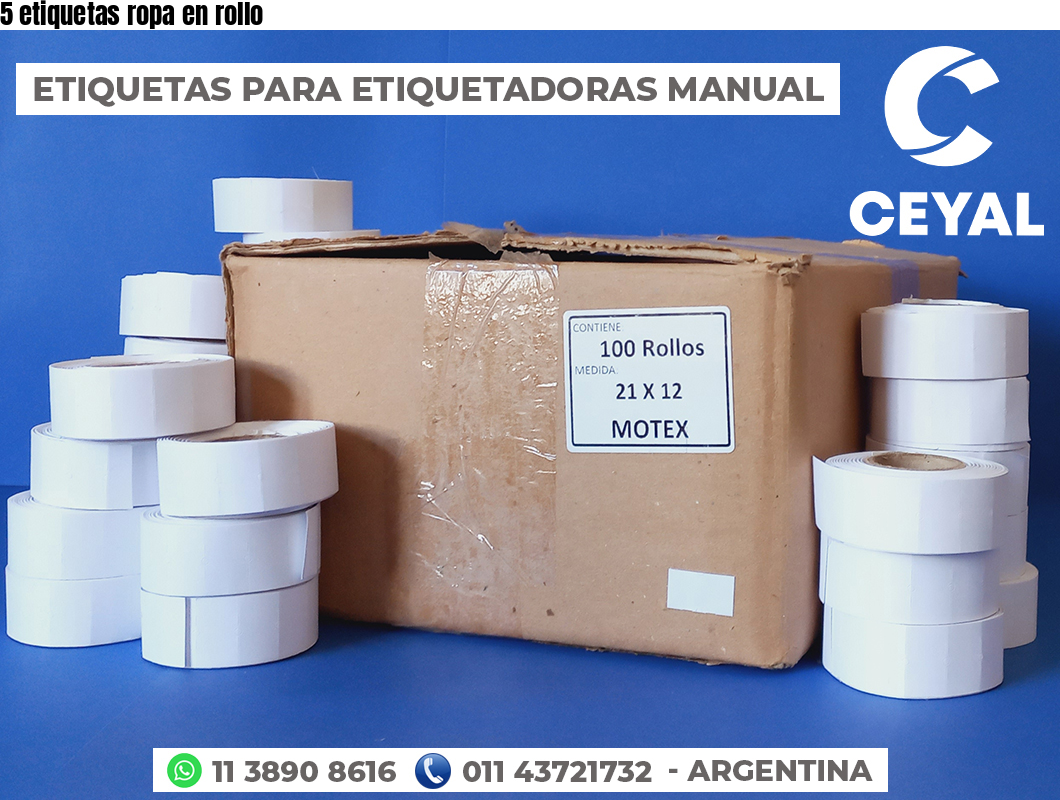 5 etiquetas ropa en rollo
