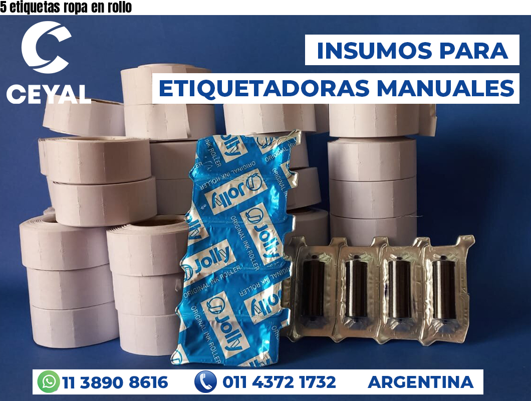 5 etiquetas ropa en rollo