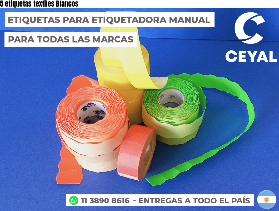 5 etiquetas textiles Blancos