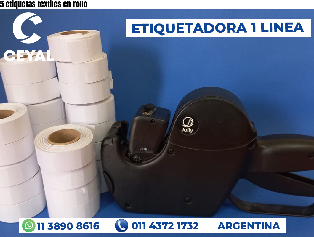 5 etiquetas textiles en rollo