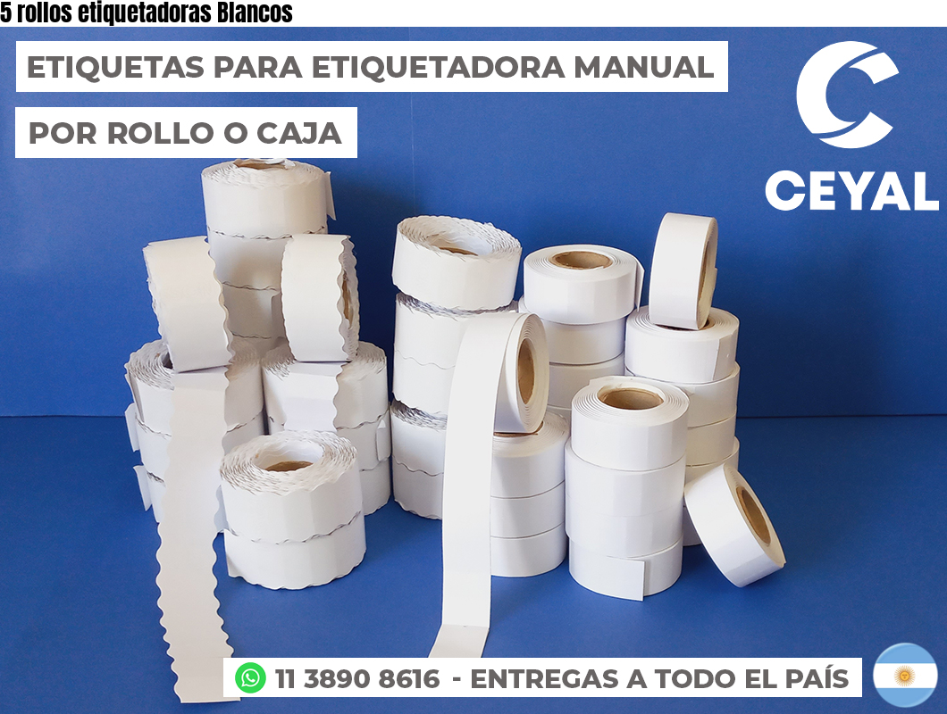 5 rollos etiquetadoras Blancos