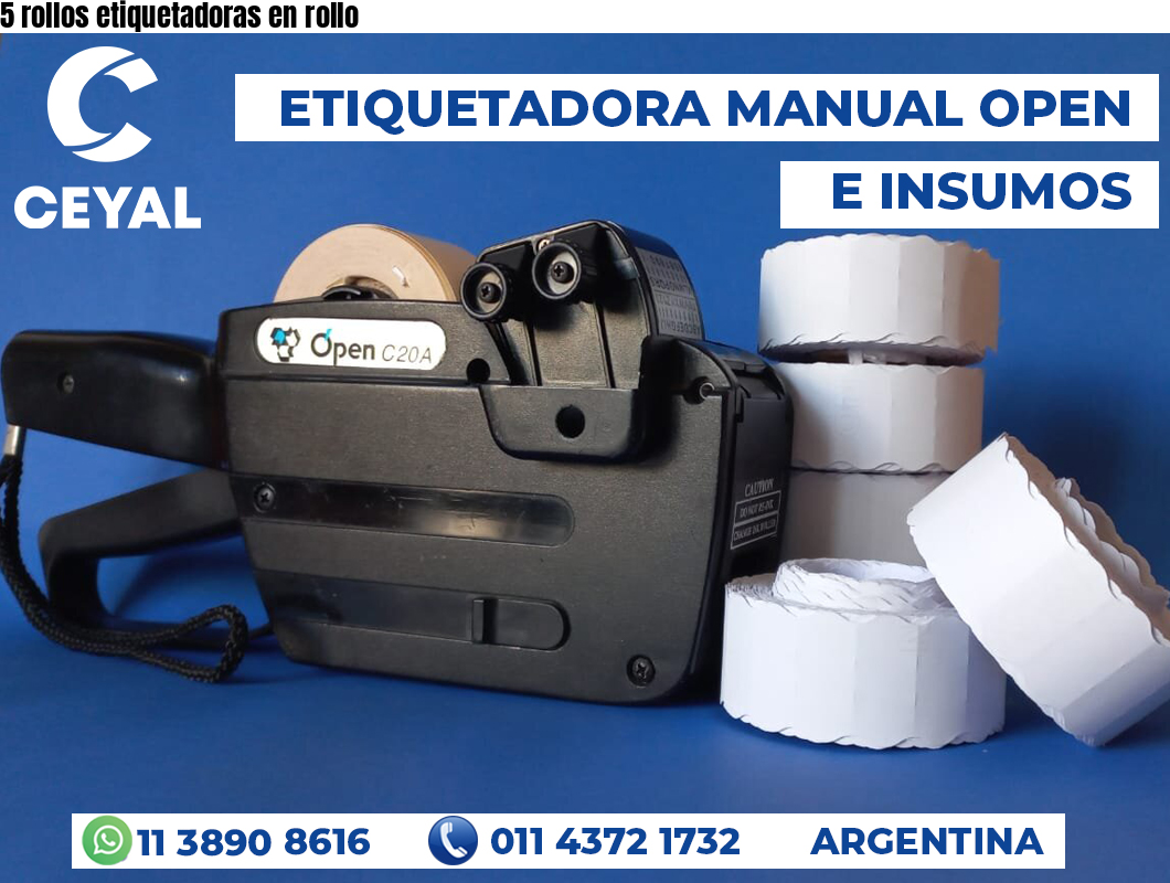 5 rollos etiquetadoras en rollo