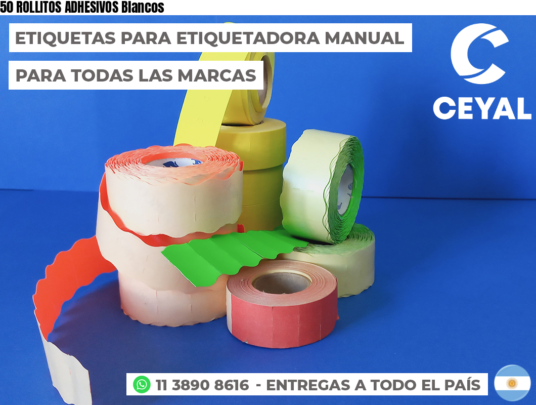 50 ROLLITOS ADHESIVOS Blancos