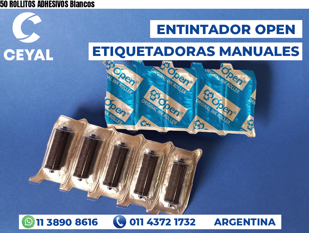 50 ROLLITOS ADHESIVOS Blancos