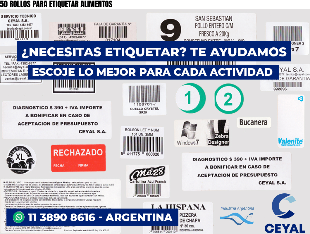 50 ROLLOS PARA ETIQUETAR ALIMENTOS