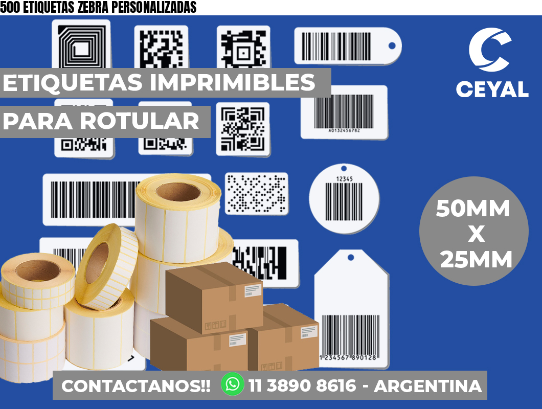 500 ETIQUETAS ZEBRA PERSONALIZADAS