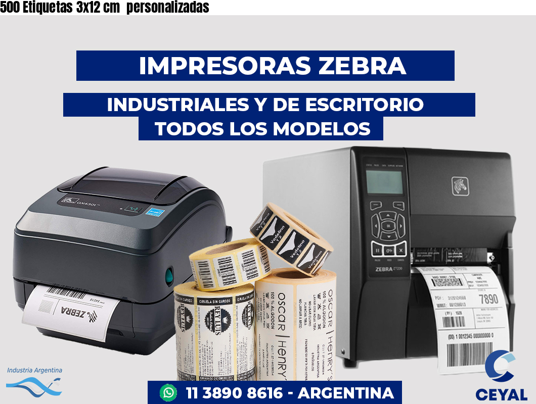 500 Etiquetas 3x12 cm  personalizadas