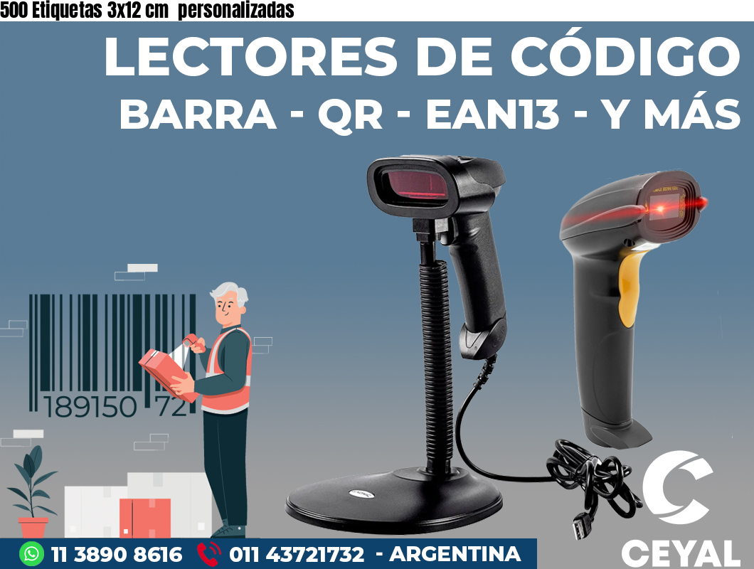 500 Etiquetas 3x12 cm  personalizadas