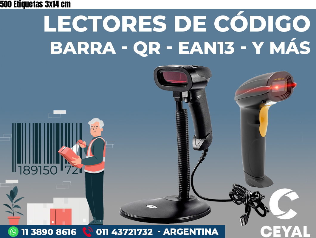 500 Etiquetas 3x14 cm