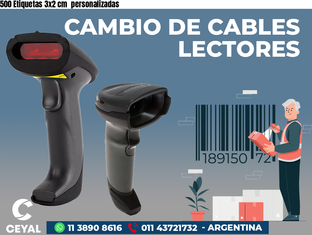 500 Etiquetas 3x2 cm  personalizadas