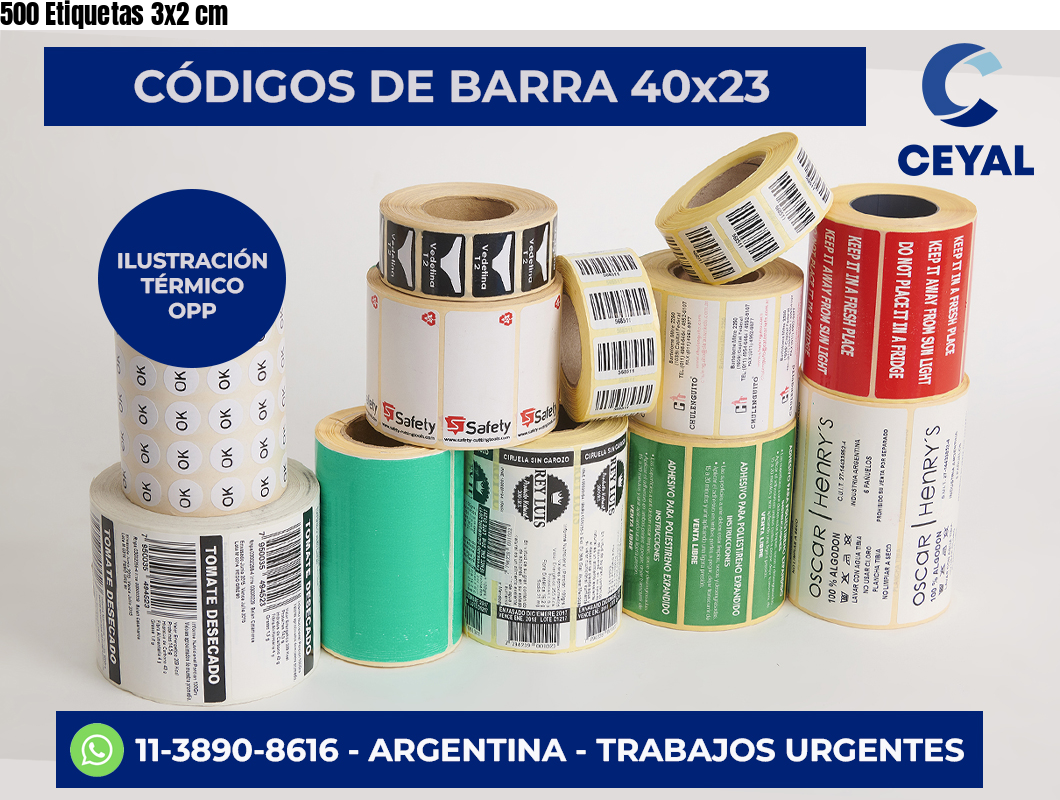500 Etiquetas 3×2 cm