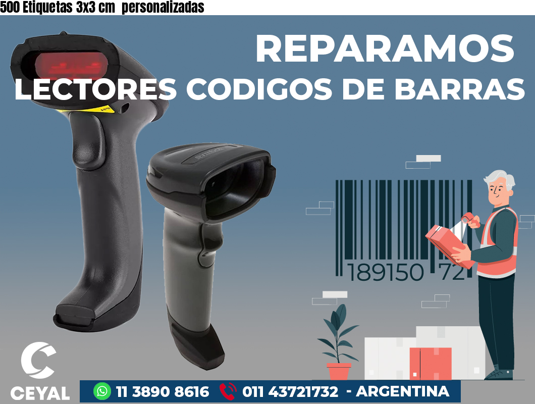 500 Etiquetas 3x3 cm  personalizadas