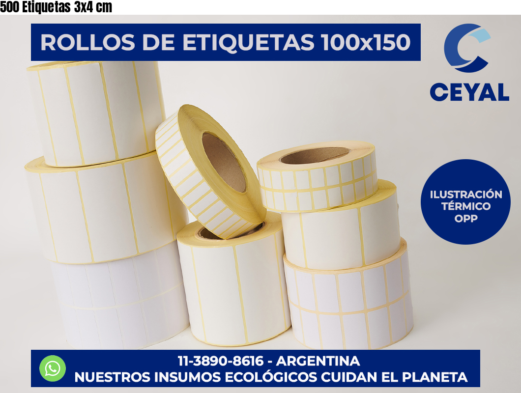 500 Etiquetas 3×4 cm