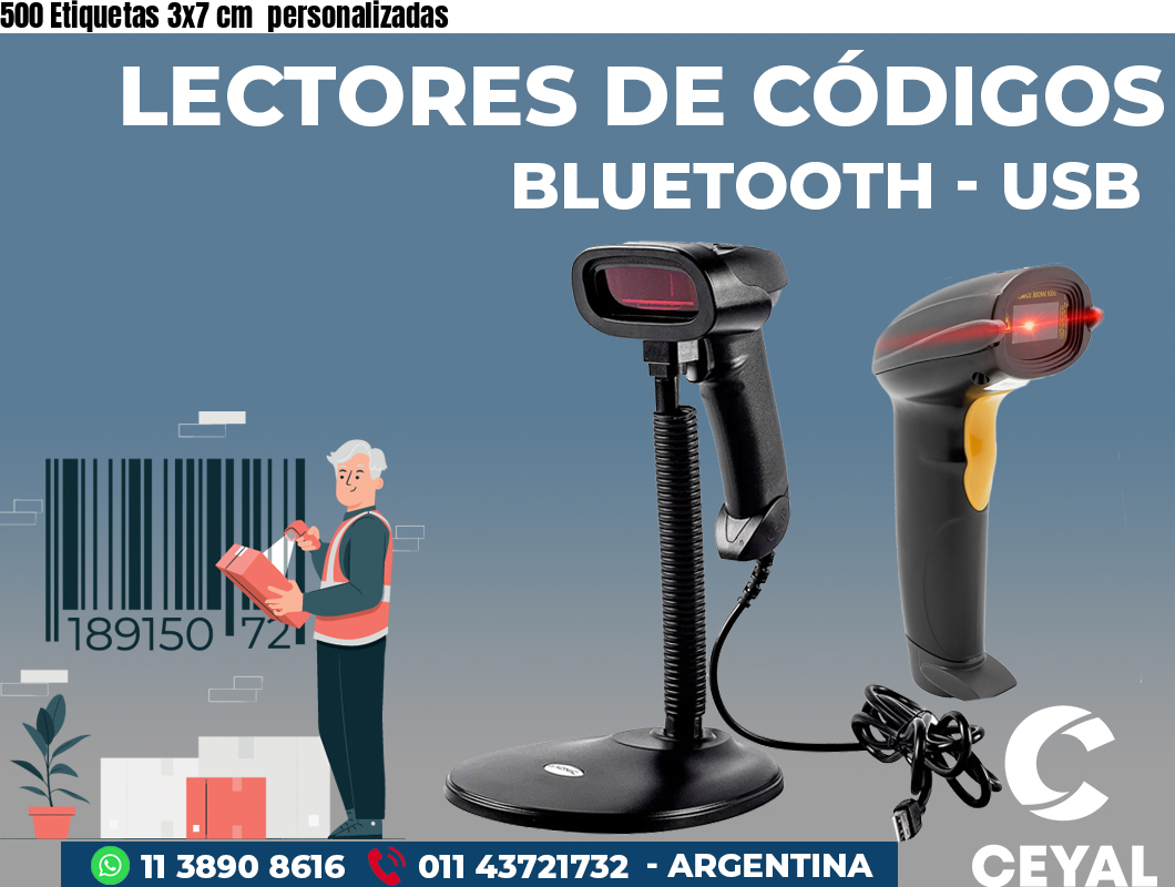 500 Etiquetas 3x7 cm  personalizadas