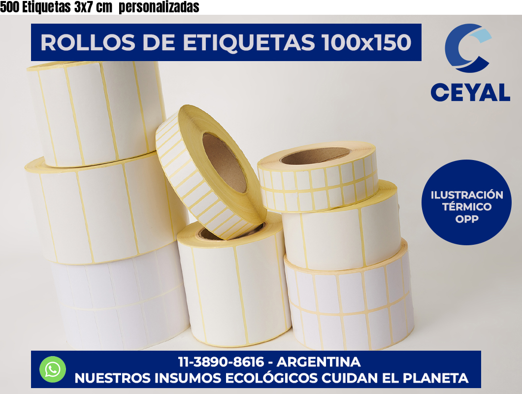 500 Etiquetas 3×7 cm  personalizadas