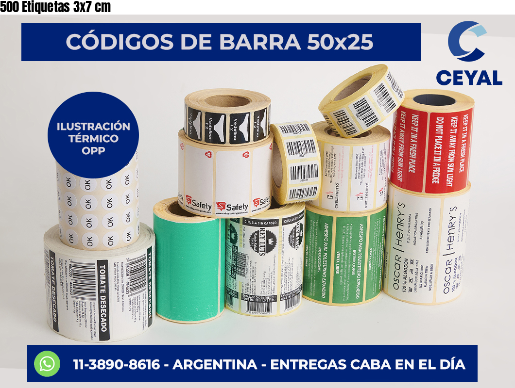 500 Etiquetas 3×7 cm