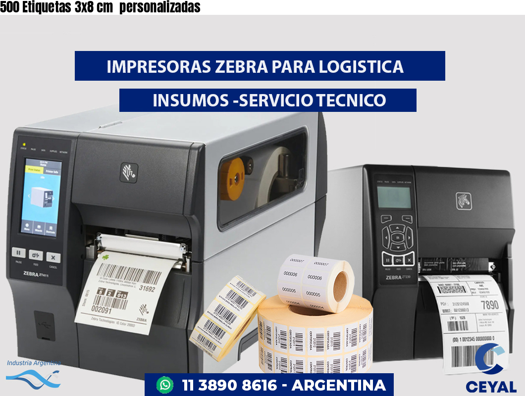 500 Etiquetas 3x8 cm  personalizadas