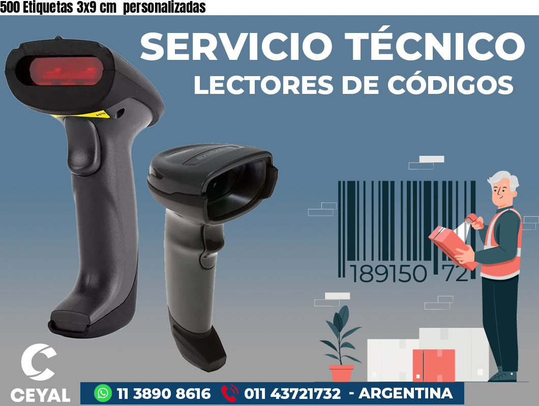 500 Etiquetas 3x9 cm  personalizadas
