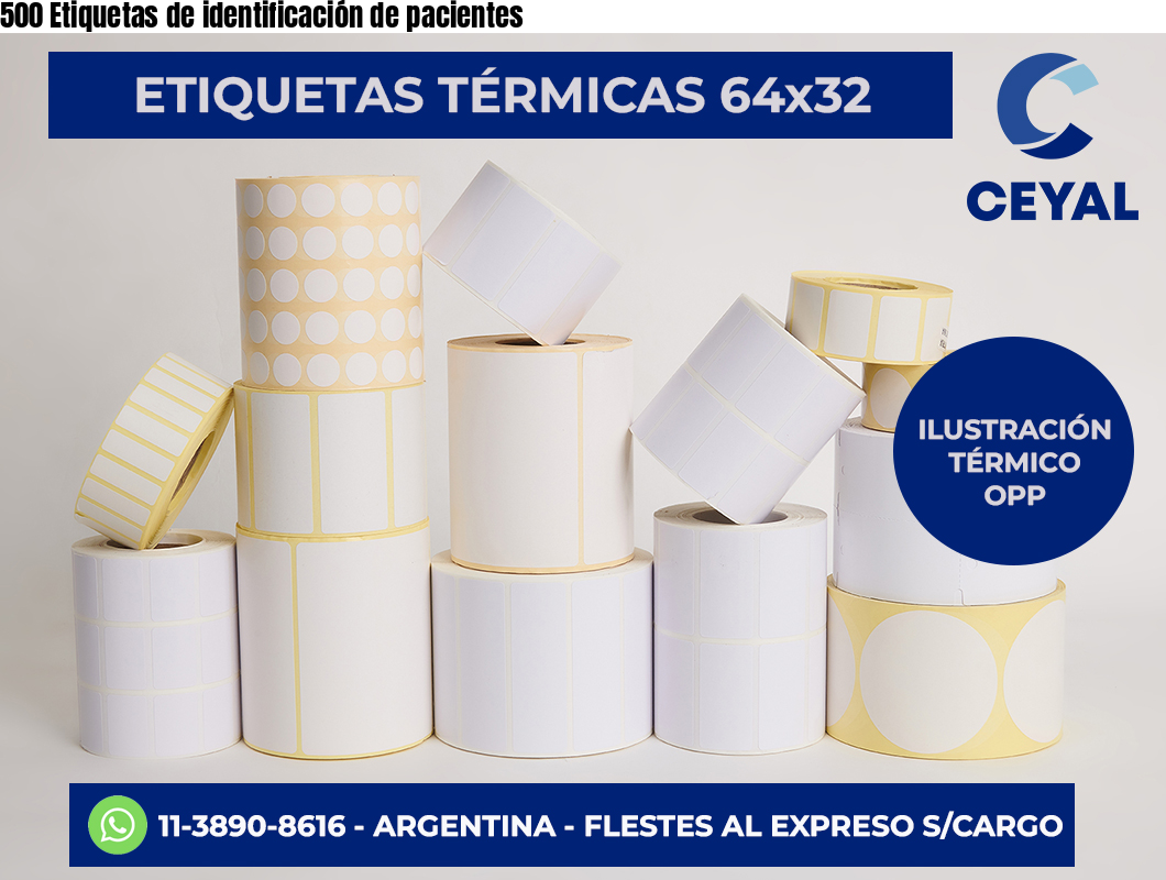 500 Etiquetas de identificación de pacientes
