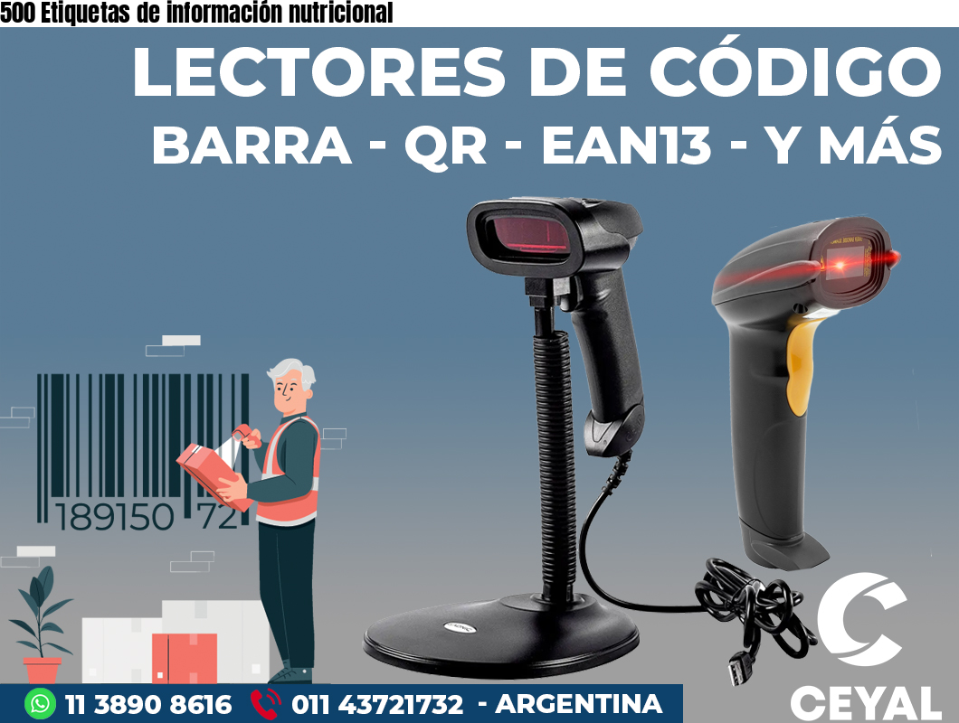 500 Etiquetas de información nutricional