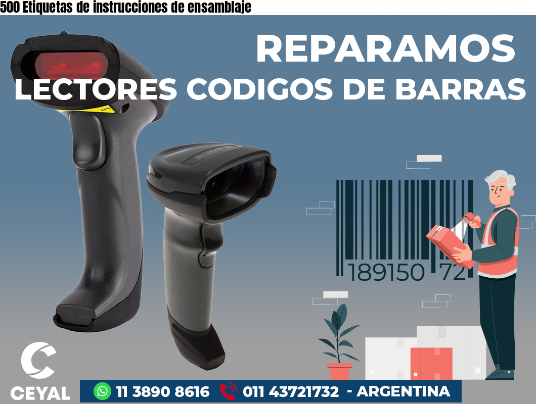 500 Etiquetas de instrucciones de ensamblaje