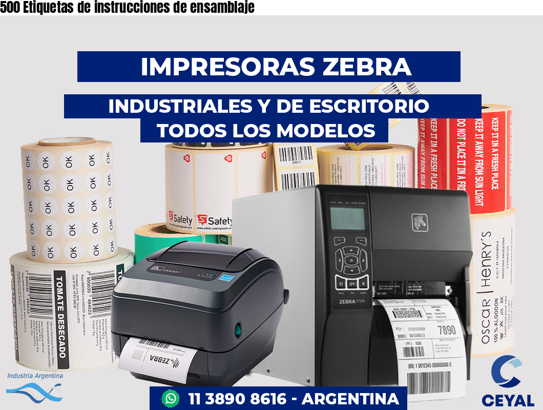 500 Etiquetas de instrucciones de ensamblaje