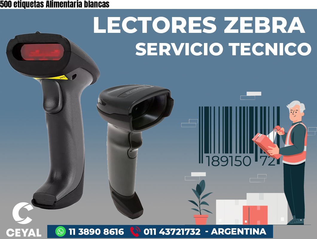 500 etiquetas Alimentaria blancas