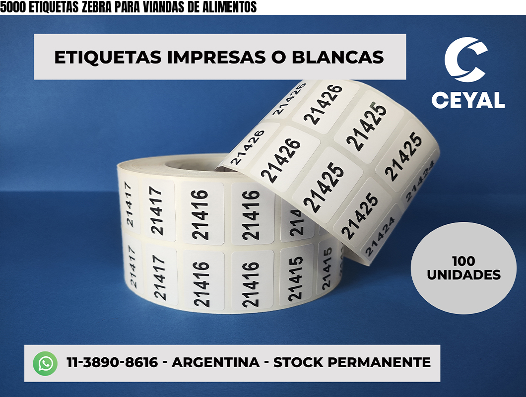 5000 ETIQUETAS ZEBRA PARA VIANDAS DE ALIMENTOS